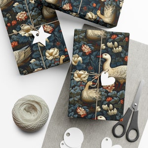 Eco-Friendly William Morris inspirierte Blumengeese Geschenkpapier, Geschenkpapier, Geburtstagsgeschenkverpackung, Party Geschenkpapier Bild 2