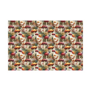 Färgglatt svampinslagningspapper, Champinjoner, Svamppresentpapper, Födelsedagspresentpapper bild 9