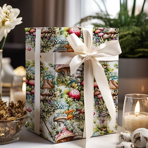Pilzhaus Geschenkpapier, Wichtelhaus Geschenkverpackung, Feenhaus Geschenkverpackung, Pilz Geschenkpapier, Geburtstagsgeschenkverpackung