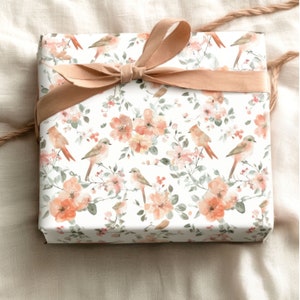 Aquarell Blumenvögel Geschenkpapier, Geschenkpapier, Geburtstagsgeschenkpapier, Party Geschenkpapier