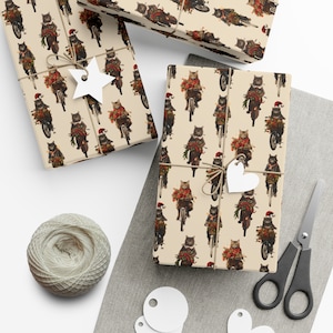 Cats on Bikes Christmas Wrapping Paper, Christmas Gift Wrap, Holiday Gift Wrap, Funny Wrapping Paper image 4