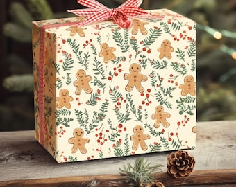 Nostalgische Vintage Geschenkpapier, Lebkuchenmann Geschenkpapier, festliche Geschenkpapier Verpackung