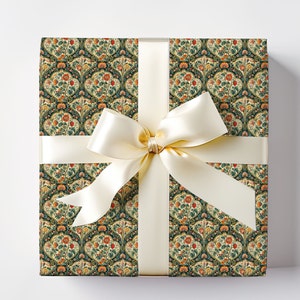 Vintage French Textile Inspired Wrapping Paper #4 Small Pattern, Valentine Gift Wrap, Holiday Wrapping Paper, Xmas Wrapping Paper, Birthday