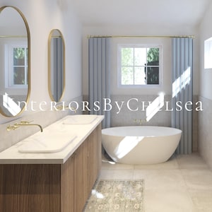 Badkamerinterieur op maat, Ensuite verbouwing, Realistische 3D-render badkamer, Badkamerrenovatie, Kasten op maat, Traditioneel ensuite
