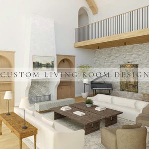 Diseño de interiores 3D de sala de estar personalizada, renovación de sala de estar, plan de renovación de casa virtual, remodelación de sala de estar, diseño de espacio habitable pequeño