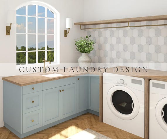 Custom Laundry Room 3D Design Service, Virtual 3D Realistic Render, Laundry Room layout design, new build layout, small Laundry Room design
