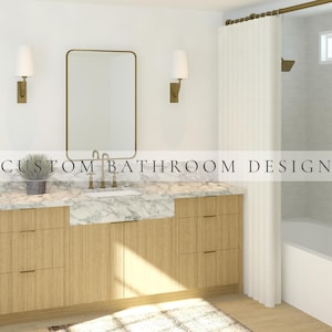 Diseño virtual de baño personalizado, remodelación de baño principal en 3D, renderizado 3D de baño, servicio de diseño en línea, diseño de baño principal, remodelación de vivienda