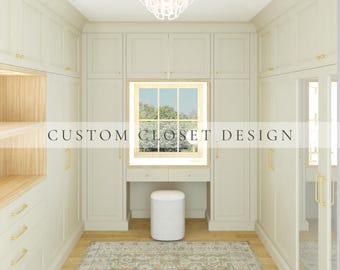 Diseño de interiores virtual de armarios personalizados, servicios de renderizado 3D de armarios, remodelación de armarios, diseño de armarios pequeños, diseño de vestidores