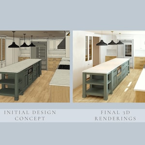 Custom Kitchen Interior Design, Kitchen 3D render realistic, Kitchen remodel, Kitchen renovation, Custom kitchen, Contemporary style Kitchen image 3