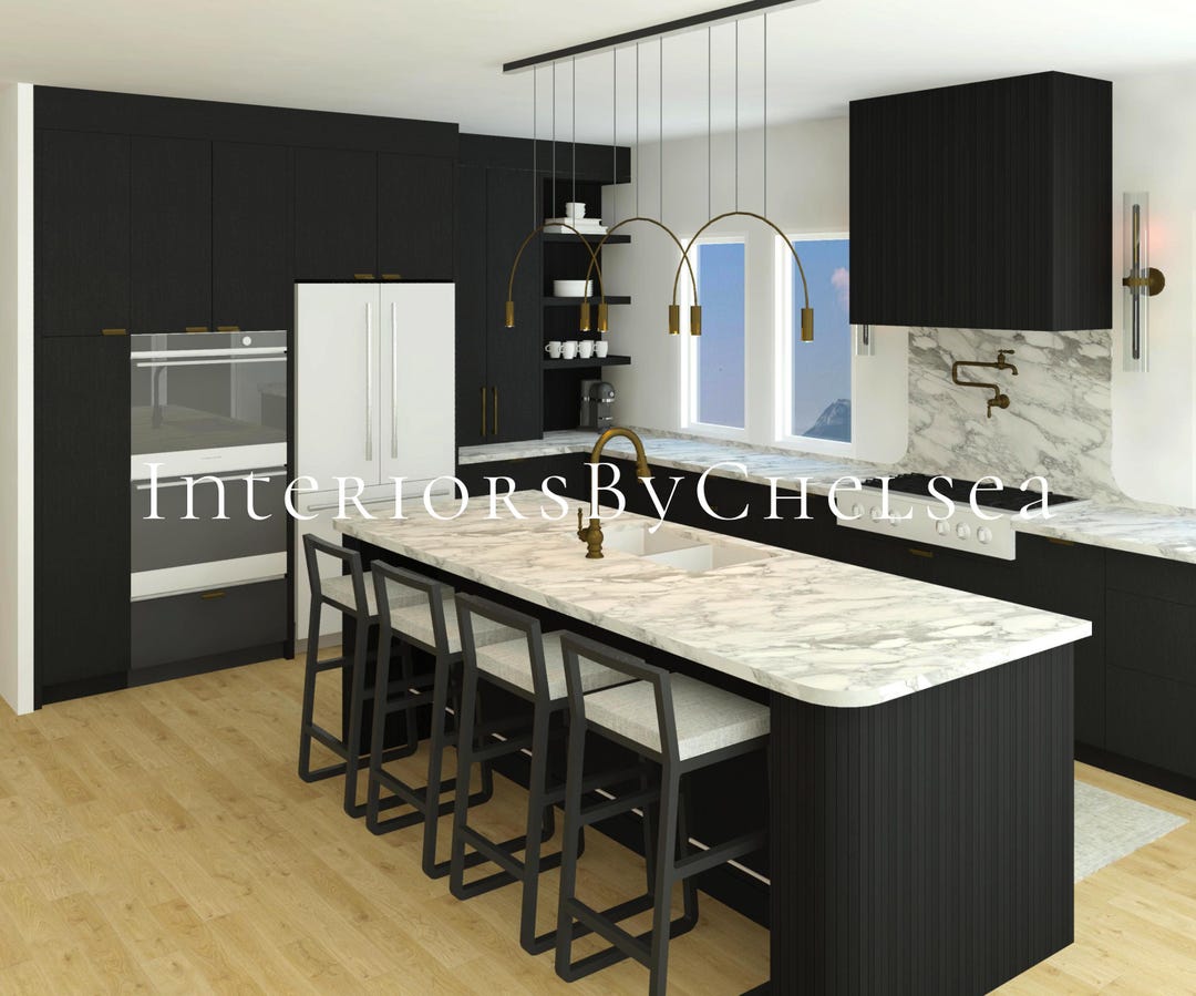Custom Kitchen Interior Design, Kitchen 3D Render Realistic, Kitchen ...
