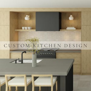 Custom 3D Kitchen Design, virtual Interior design service, 3D renders, home makeover, house renovation, Mid-Century Modern Kitchen