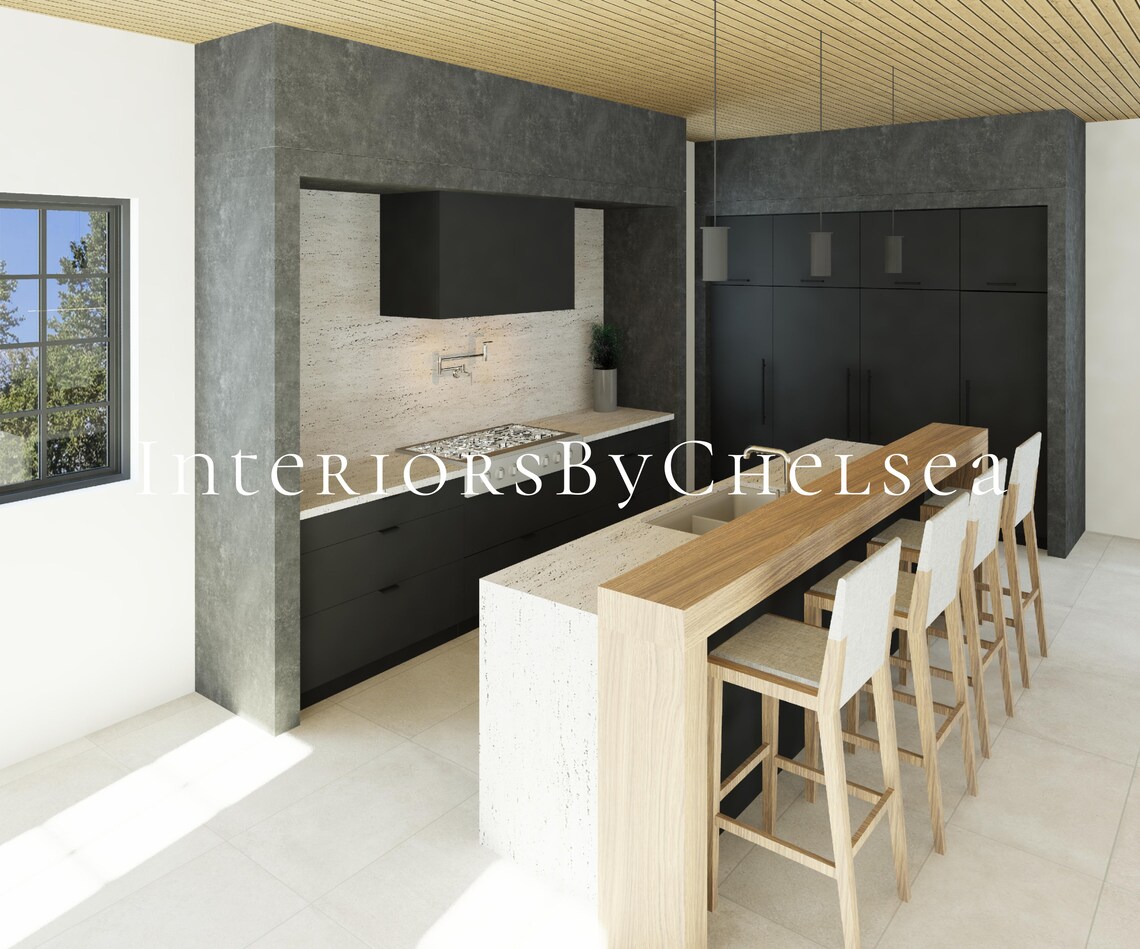 Custom Kitchen Interior Design, Kitchen 3D Render Realistic, Kitchen ...