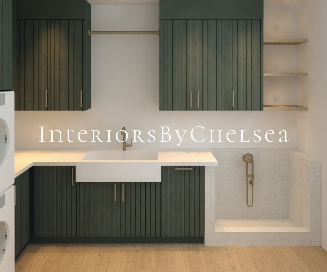 Custom Laundry Room Interior Design, Laundry 3D Render Realistic ...