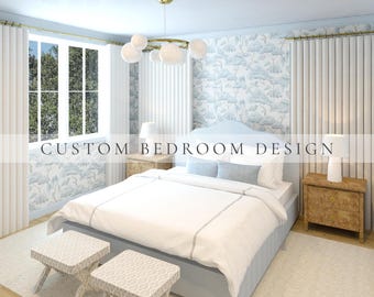 Diseño de dormitorio virtual personalizado, renderizado realista de habitaciones en 3D, servicio de diseño de interiores en línea, renovación de dormitorio personalizada, diseño virtual