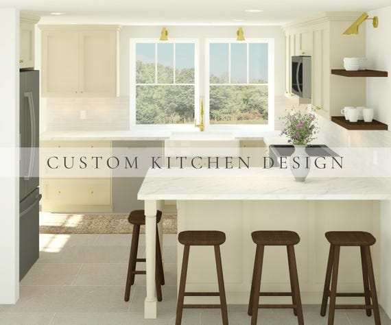 Custom Kitchen Interior Design, Kitchen 3D render realistic, Kitchen remodel, Kitchen renovation, Custom kitchen, Contemporary style Kitchen