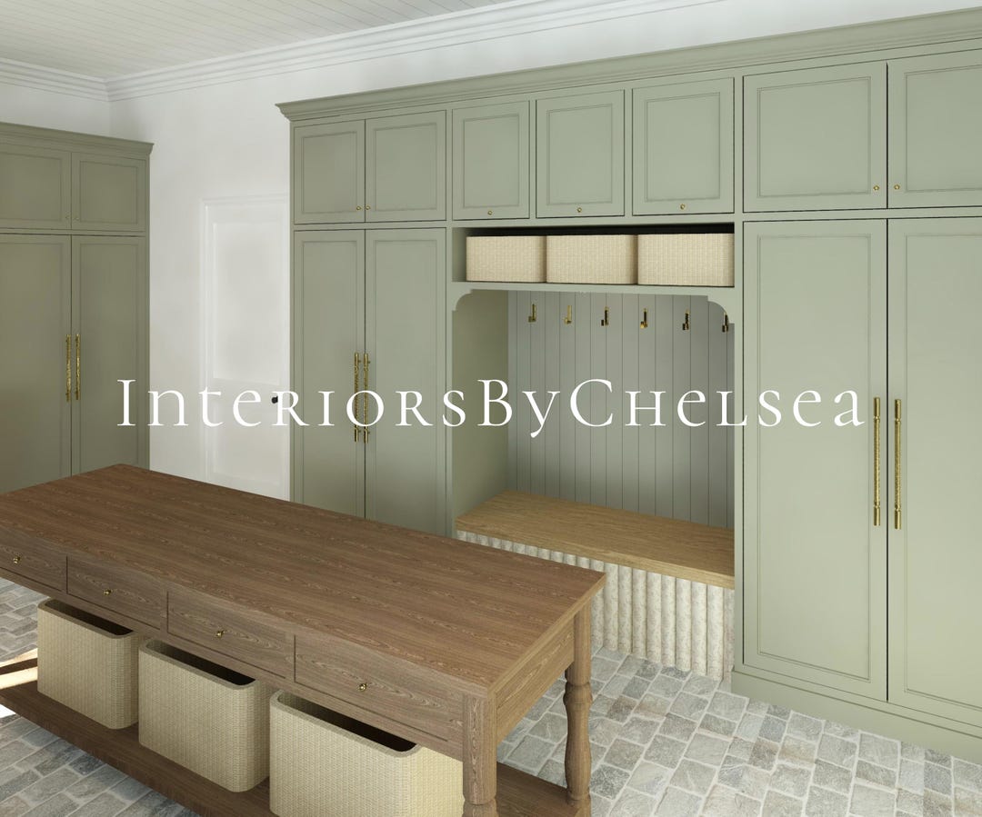 Custom Mudroom 3D Interior Design, Mudroom Virtual 3D Rendering ...