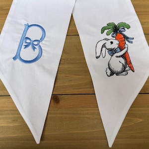 Easter Wreath Sash, Spring Wreath Ribbon,  Easter Bunny Door Hanger, Peter Cottontail Decorations, Embroidered Monogrammed Sash