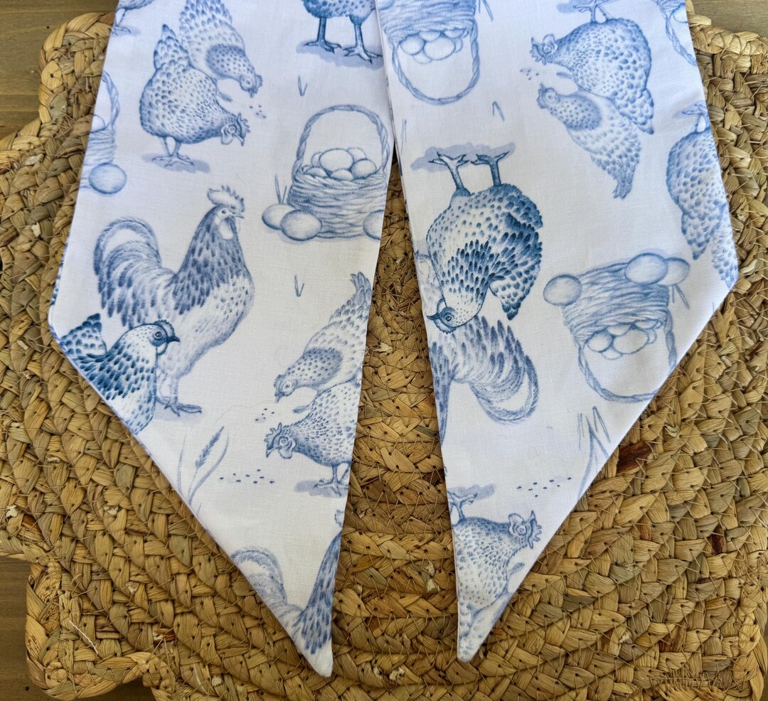 Blue Chinoiserie Wreath Sash, Chicken Toile Wreath Ribbon, Farm Door ...