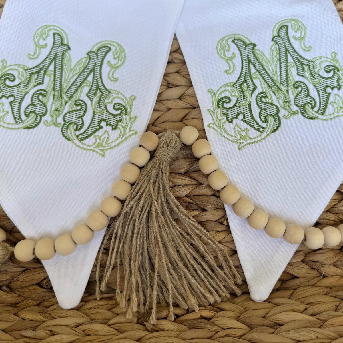 Embroidered Monogram Wreath Sash