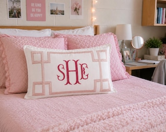 Monogrammed Pillow Cover:  Personalized  Monogrammed Throw Pillow, Dorm Room Throw Pillow Cover with Monogram