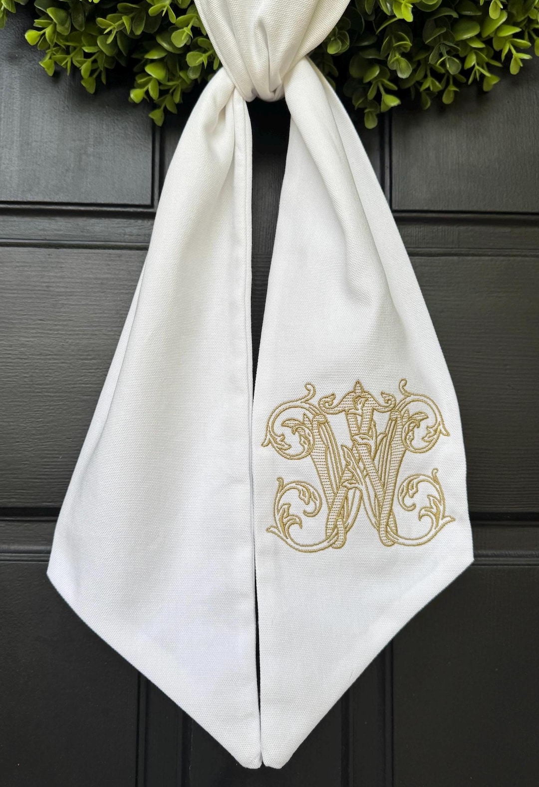 Monogram Wreath Sash: Embroidered Vintage Vine Initial