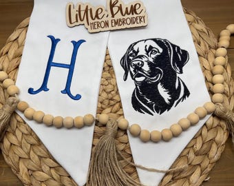 Embroidered Black Lab Wreath Sash: Personalized Dog Lover Gift