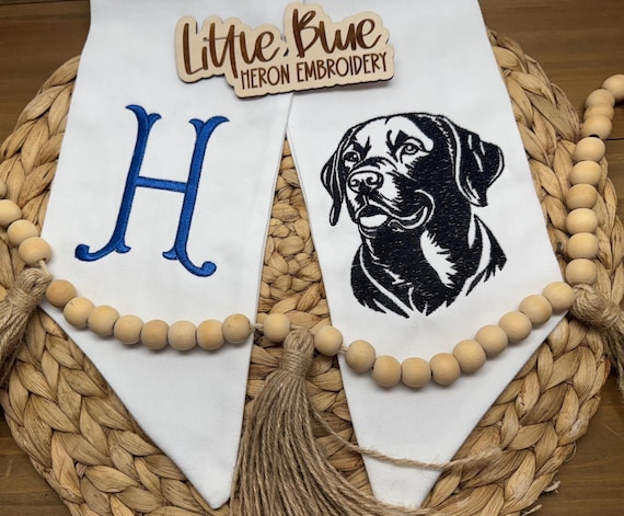 Embroidered Black Lab Wreath Sash: Personalized Dog Lover Gift