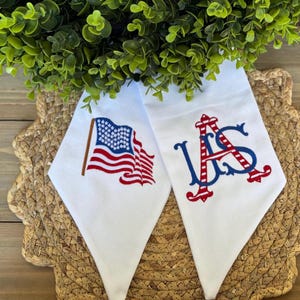 Patriotic Wreath Sash, Memorial Day Sash, 4th of July Wreath Sash, Embroidered Monogrammed Ribbon