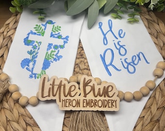 Floral Cross He is Risen Embroidered Wreath Sash - Christian Easter Decor
