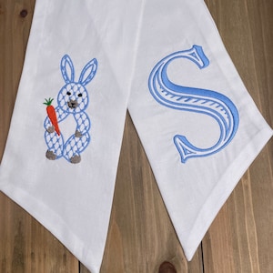 Easter Wreath Sash, Spring Door Decor, Bunny Rabbit Sash, Embroidered Monogrammed Wreath Sash