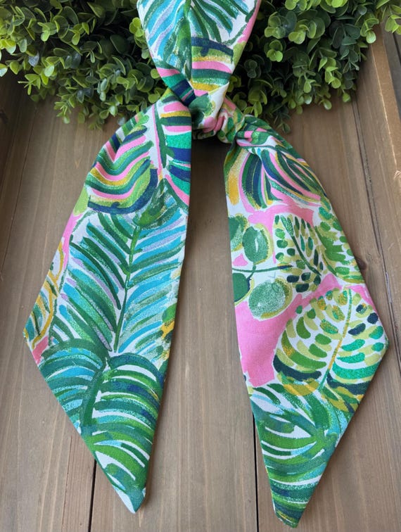 Tropical Palm Print Wreath Sash: Beach House Decor
