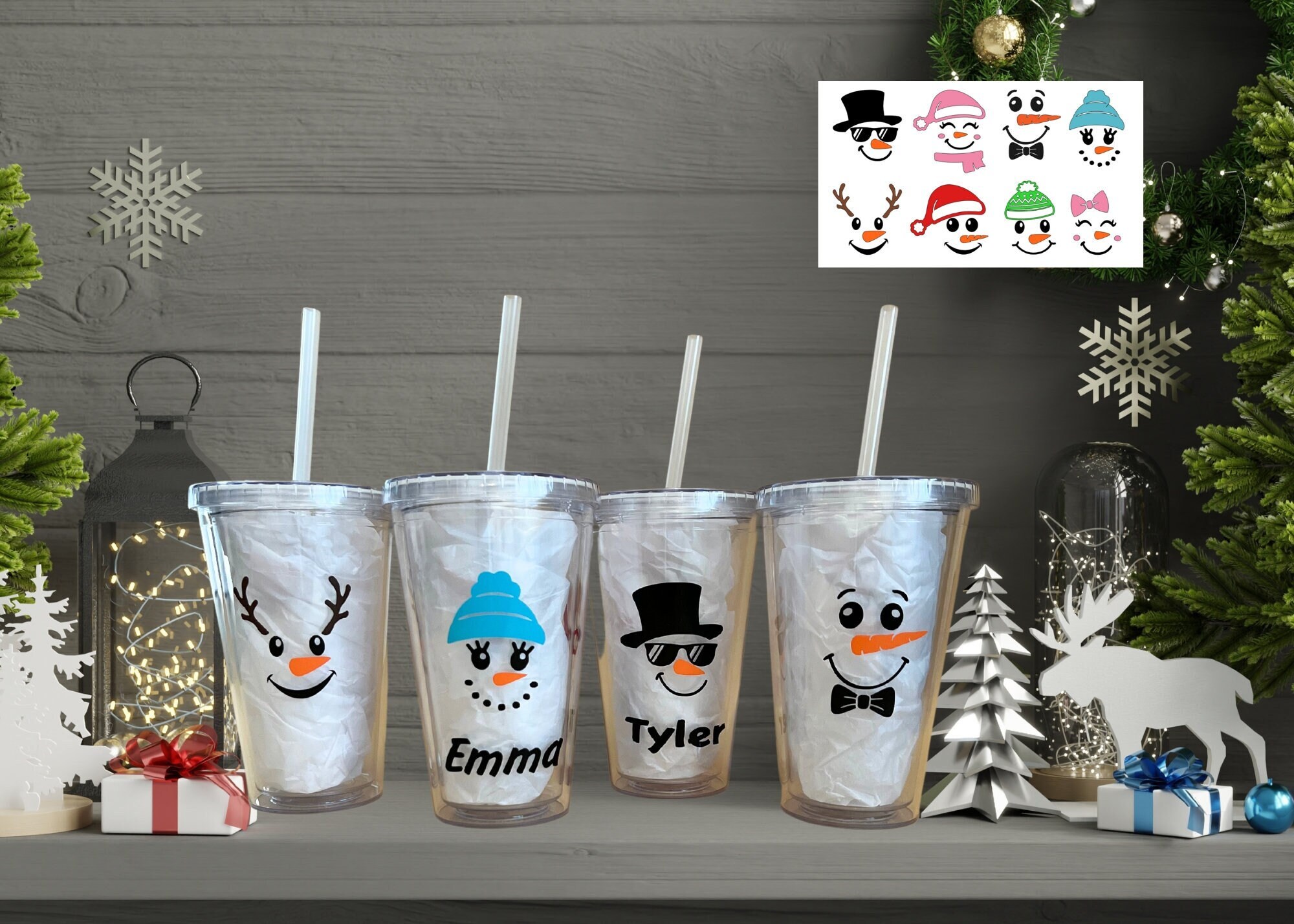 Personalized Christmas Tumblers, kids Christmas Cup with lid & straw,  travel mug, Personalized Christmas Gifts, personalized party favors