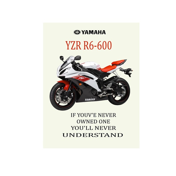 Yamaha YZF R6-600 [RED WHITE] Motorcycle Wall Deco Motor Line Art For A Motorcyclist Motorcycle Digital Motorsports Digital Motorbike Prints