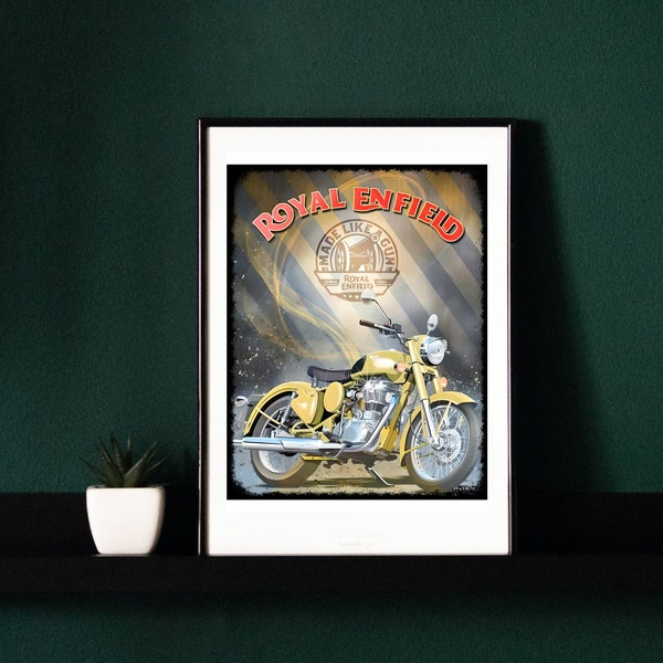 Royal Enfield Vintage motorbike ,Digital Vintage bikes downloads-Inspired Wall Art, Retro Poster Print, British Retro Poster