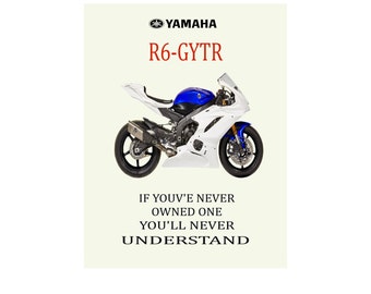 Yamaha R6 GYTR [BLU] 2023 - Motocicletta Deco Wall Art Line Art per un motociclista Moto Digital Motorsports Stampe digitali per moto