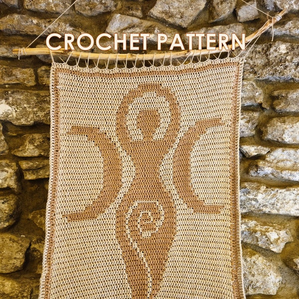 Moon Goddess Wall Hanging CROCHET PATTERN PDF digital download witchy  style pagan wall hanging altar cloth overlay mosaic crochet pattern