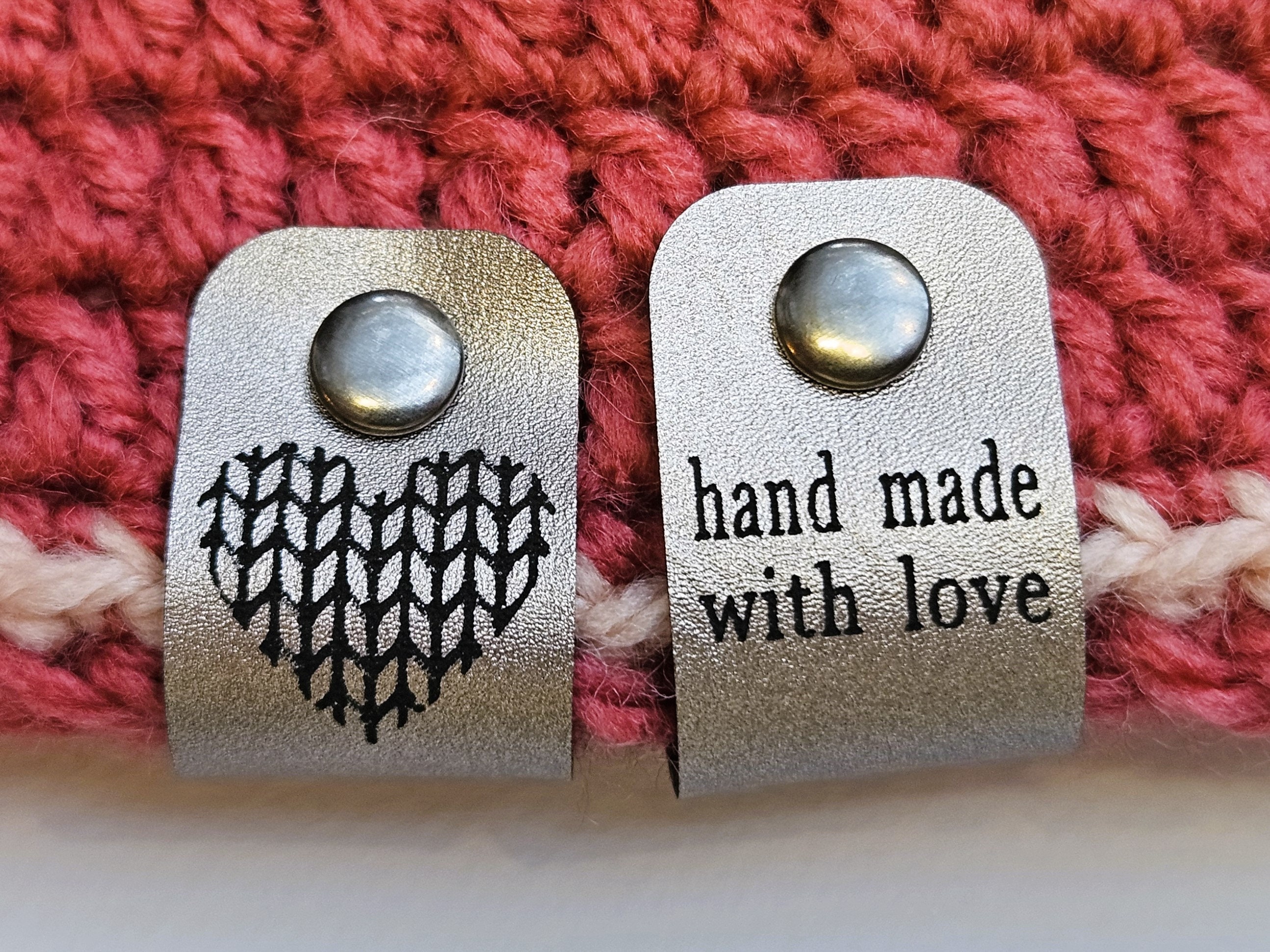 Fabric Labels 'Hand Made With Love' Sew On Garment Clothing Label Tags  50x25mm