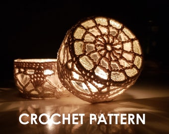 Crochet Pattern: Charlotte. Ramekin Tealight Cover. Transform Glass Ramekins into Tealight Candle Holders. Quick Crochet Project. Halloween.