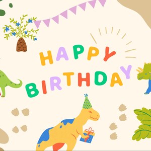 Cartão de aniversário de dinossauro