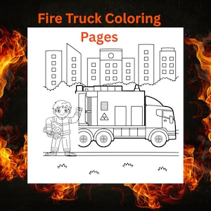 Fire Truck Coloring Book for Kids – 10 Printable Pages (PDF) | Digital Download | Fun Firefighter-Themed Activity Book