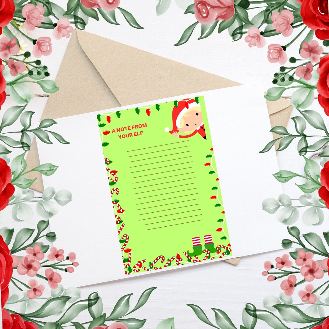 Blank Elf Note Card Printable A Note From Your Elf Postcard Elf Mail ...