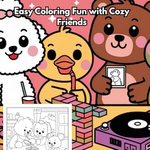 Easy Coloring Fun with Cozy Friends – 40 Page Printable Coloring Book for Kids