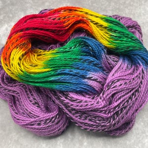 Hand Dyed Rainbow Colorway Sock Yarn Assigned Pooling