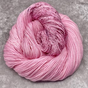 Hand Dyed Cherry Blossom Colorway Sock Yarn Assigned Pooling