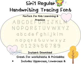 Handwriting Tracing Font for Kids – Dotted Preschool Writing Practice – Alphabet & Numbers – Digital Download
