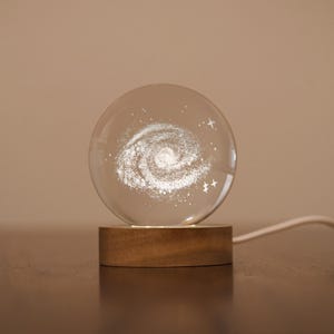 Night Light Galaxy Glass Ball 3D Sphere Magical Custom Lamp Room Office Decor Glass Sphere Night Light for Desk or Bedside Table
