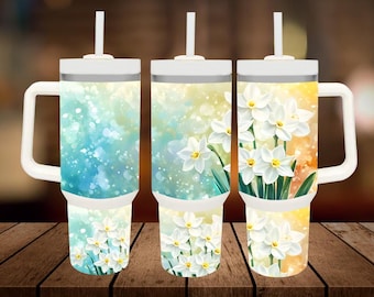 narcissus flowers 40oz Tumbler,narcissus sublimation design,digital download Png