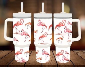 Bicchiere rosa fenicottero tropicale: 40 oz PNG (download digitale)