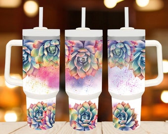 Succulent Tumbler Wrap: Floral Design, 40oz Tumbler (Digital Download)