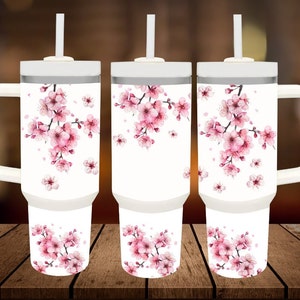 桜 40 オンス タンブラー PNG、桜タンブラー ラップ、デジタル ダウンロード
